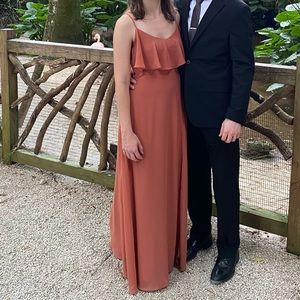 Birdy Grey Jane Convertible Bridesmaids Dress - Chiffon, Terracotta, XS, w/ Slit